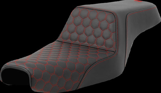 SADDLEMEN Step-Up Seat - Honeycomb - Red Stitching 807-11-17704