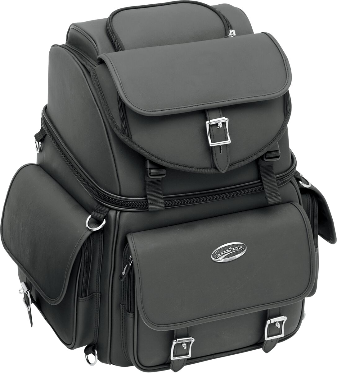 SADDLEMEN DRESSER BACK SEAT SISSY BAR BAG SYNTHETIC LEATHER BLACK EX000440