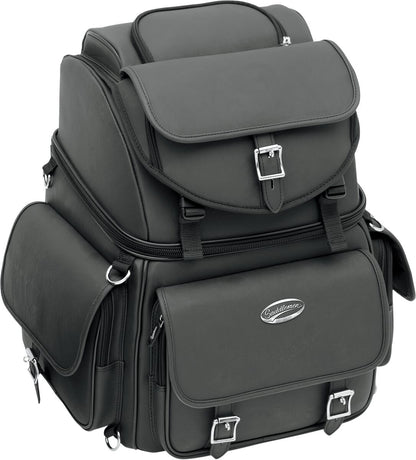 SADDLEMEN DRESSER BACK SEAT SISSY BAR BAG SYNTHETIC LEATHER BLACK EX000440