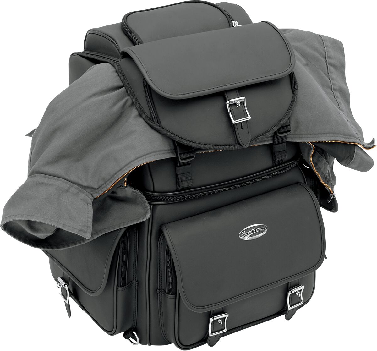 SADDLEMEN DRESSER BACK SEAT SISSY BAR BAG SYNTHETIC LEATHER BLACK EX000440