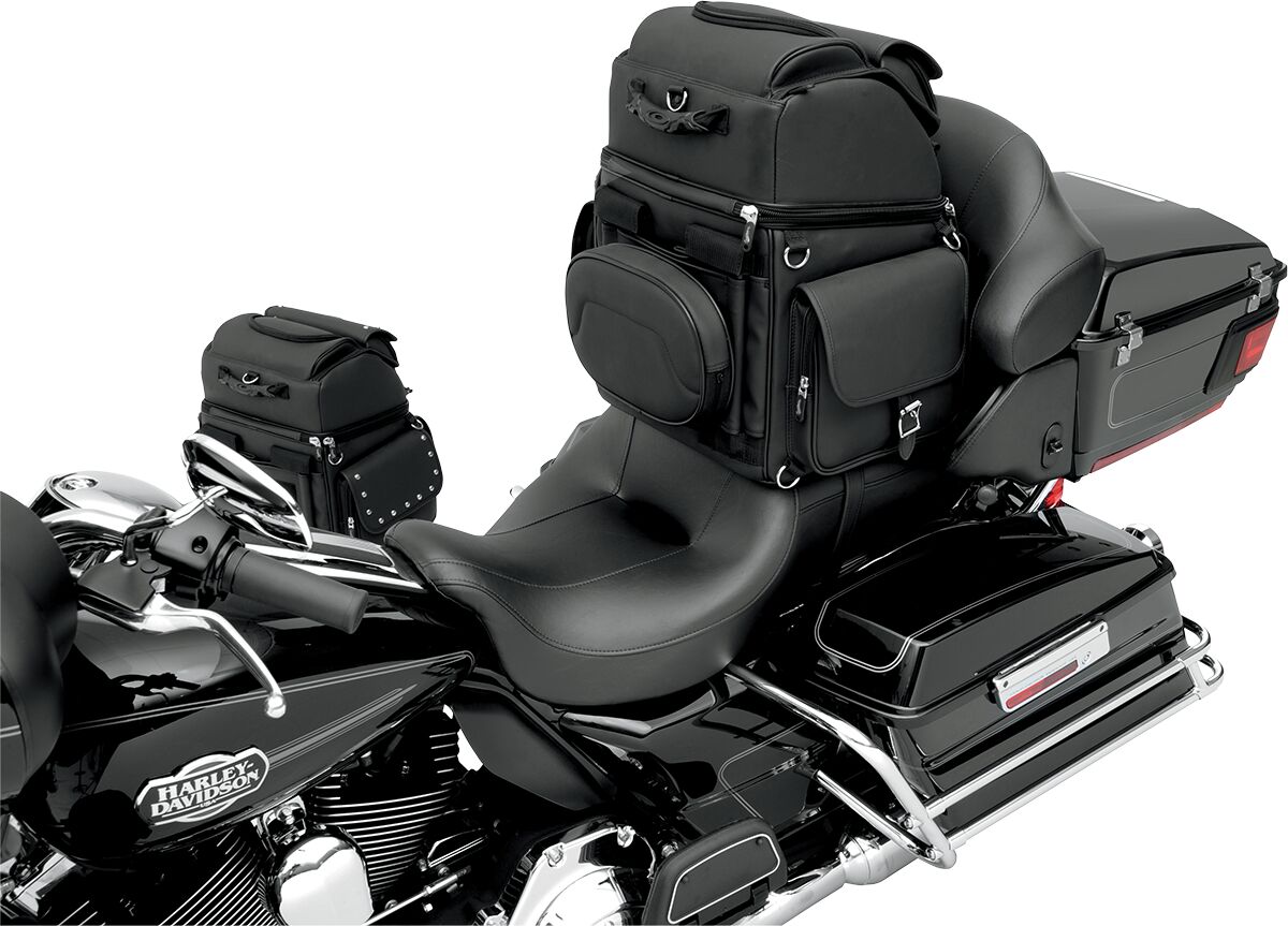SADDLEMEN DRESSER BACK SEAT SISSY BAR BAG SYNTHETIC LEATHER BLACK EX000440