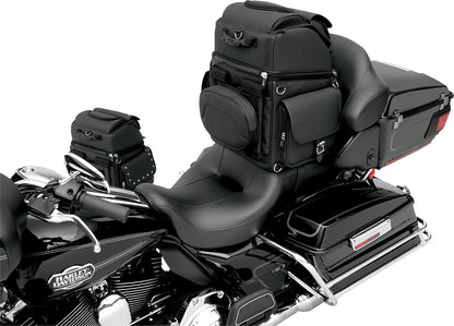 SADDLEMEN DRESSER BACK SEAT SISSY BAR BAG SYNTHETIC LEATHER BLACK EX000440