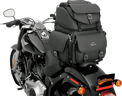 SADDLEMEN DRESSER BACK SEAT SISSY BAR BAG SYNTHETIC LEATHER BLACK EX000440