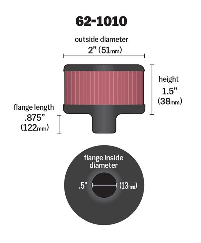 K&N CRANKCASE VENT FILTER 1/2" 62-1010