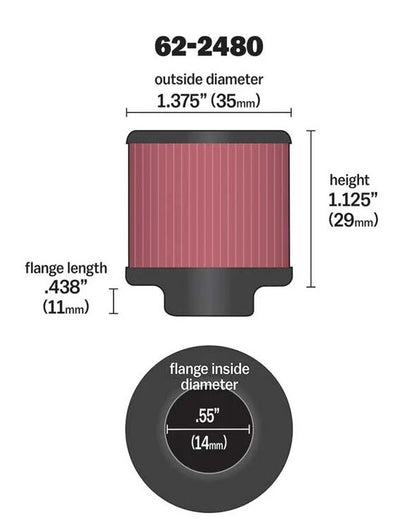 K&N CRANKCASE VENT FILTER 62-2480
