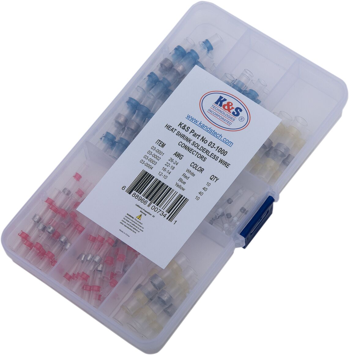 K&S TECHNOLOGIES WIRE CONNECTRS KIT 100 PC 03-1000