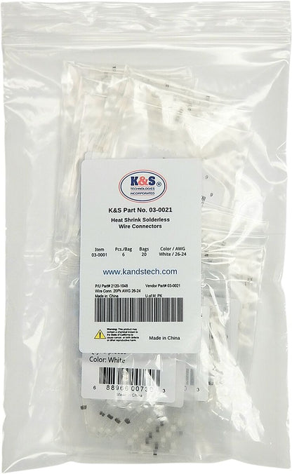 K&S TECHNOLOGIES Wire Connector - 20PK - AWG 26-24 03-0021