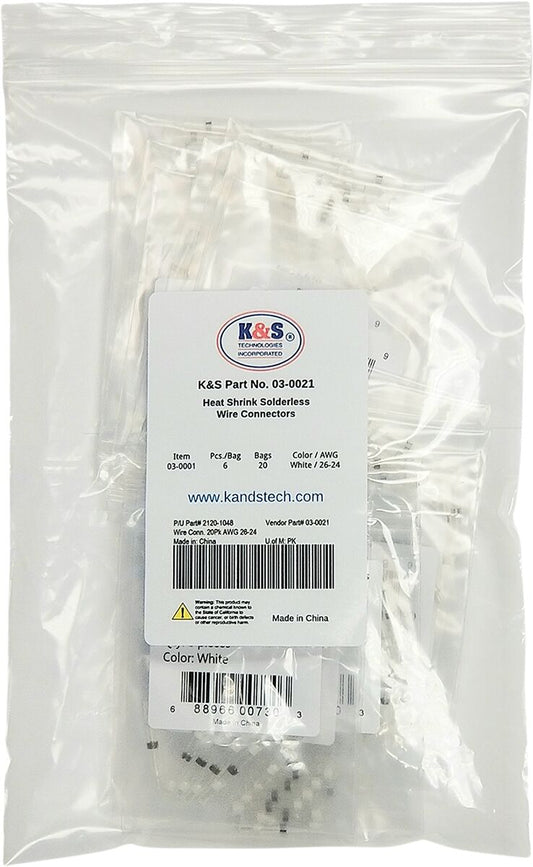 K&S TECHNOLOGIES Wire Connector - 20PK - AWG 26-24 03-0021