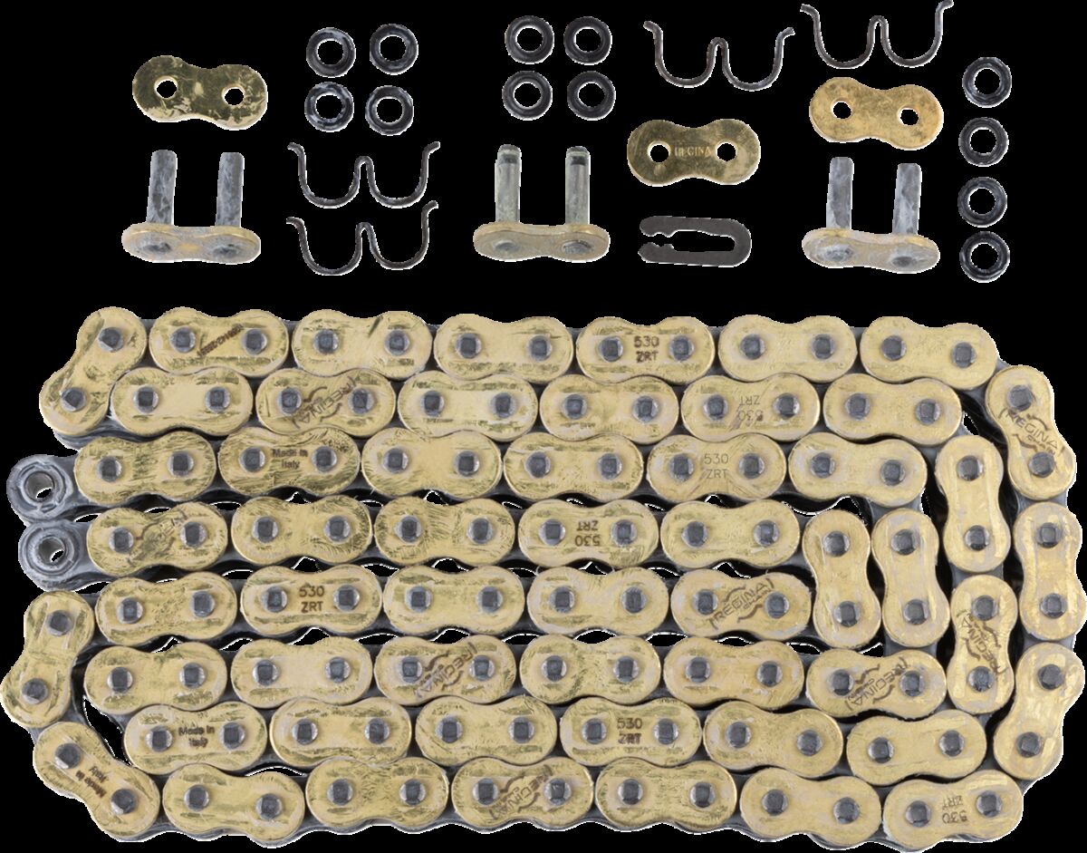 REGINA 530/136 ZRT 136 RIVET LINK 530 Z-RING PERFORMANCE REPLACEMENT DRIVE CHAIN / GOLD|BLACK / STEEL 136ZRT/009