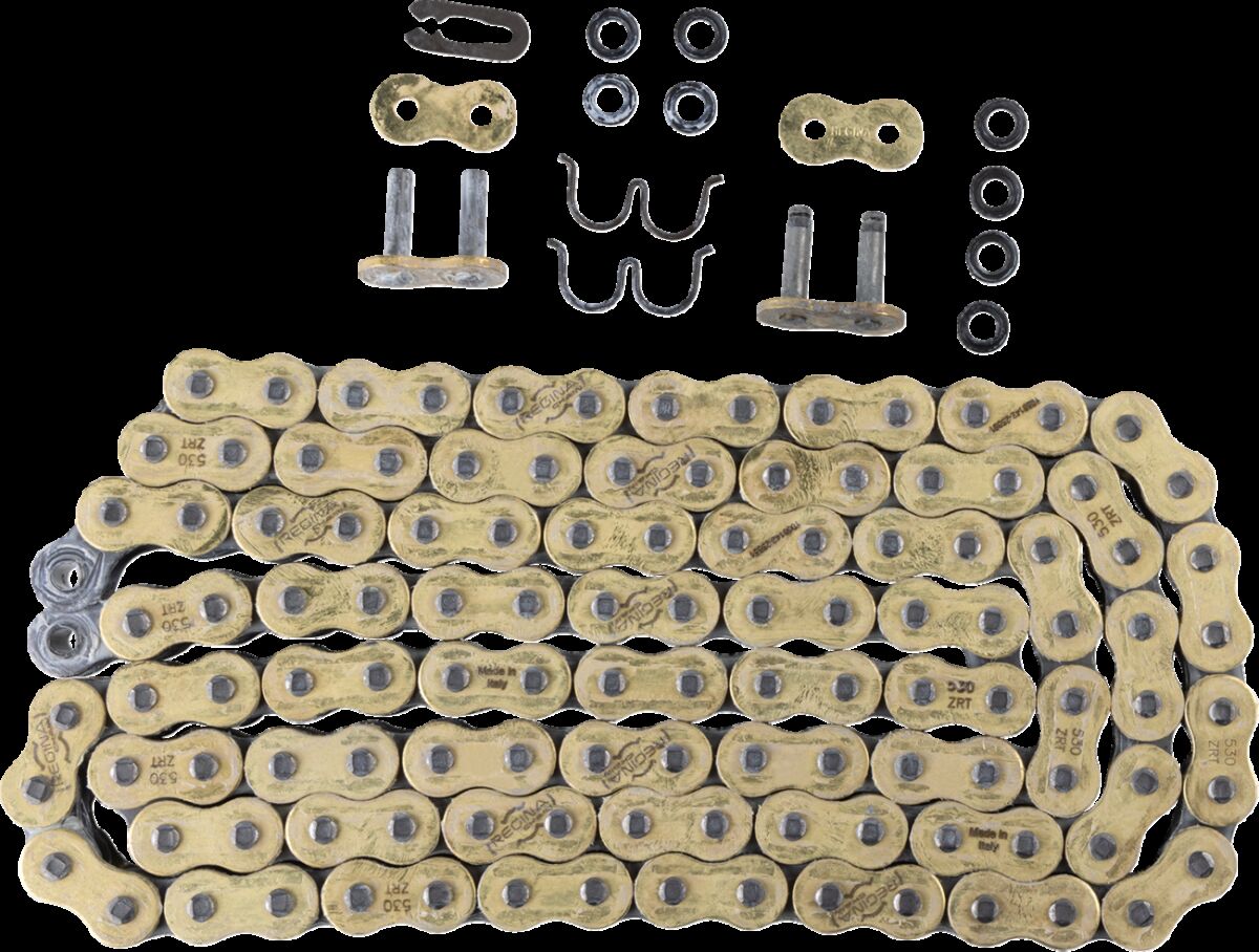REGINA 530/136 ZRT 136 RIVET LINK 530 Z-RING PERFORMANCE REPLACEMENT DRIVE CHAIN / GOLD|BLACK / STEEL 136ZRT/00C