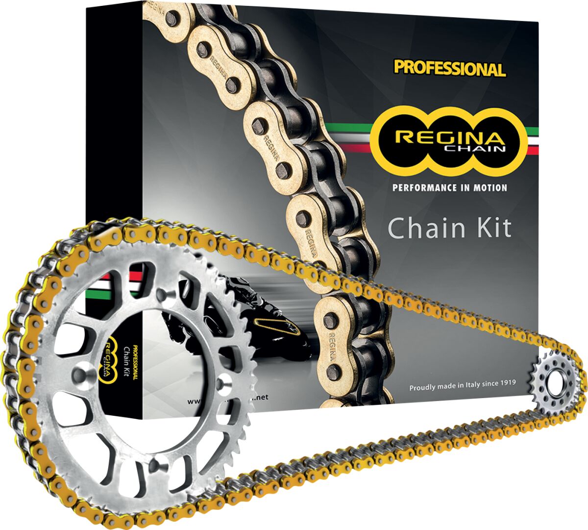REGINA 137 ZRP 114 RIVET LINK 525 Z-RING REPLACEMENT CHAIN KIT / 16 TEETH FRONT & 45 TEETH REAR / GOLD / ST KY082