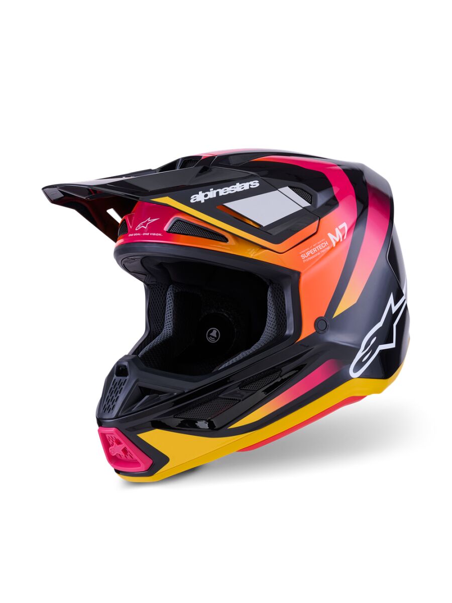 ALPINESTARS(MX) HELMET SM7 RISE BLK/YL/PINK XS 8301526-1564-XS