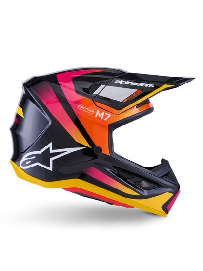 ALPINESTARS(MX) HELMET SM7 RISE BLK/YL/PINK XS 8301526-1564-XS