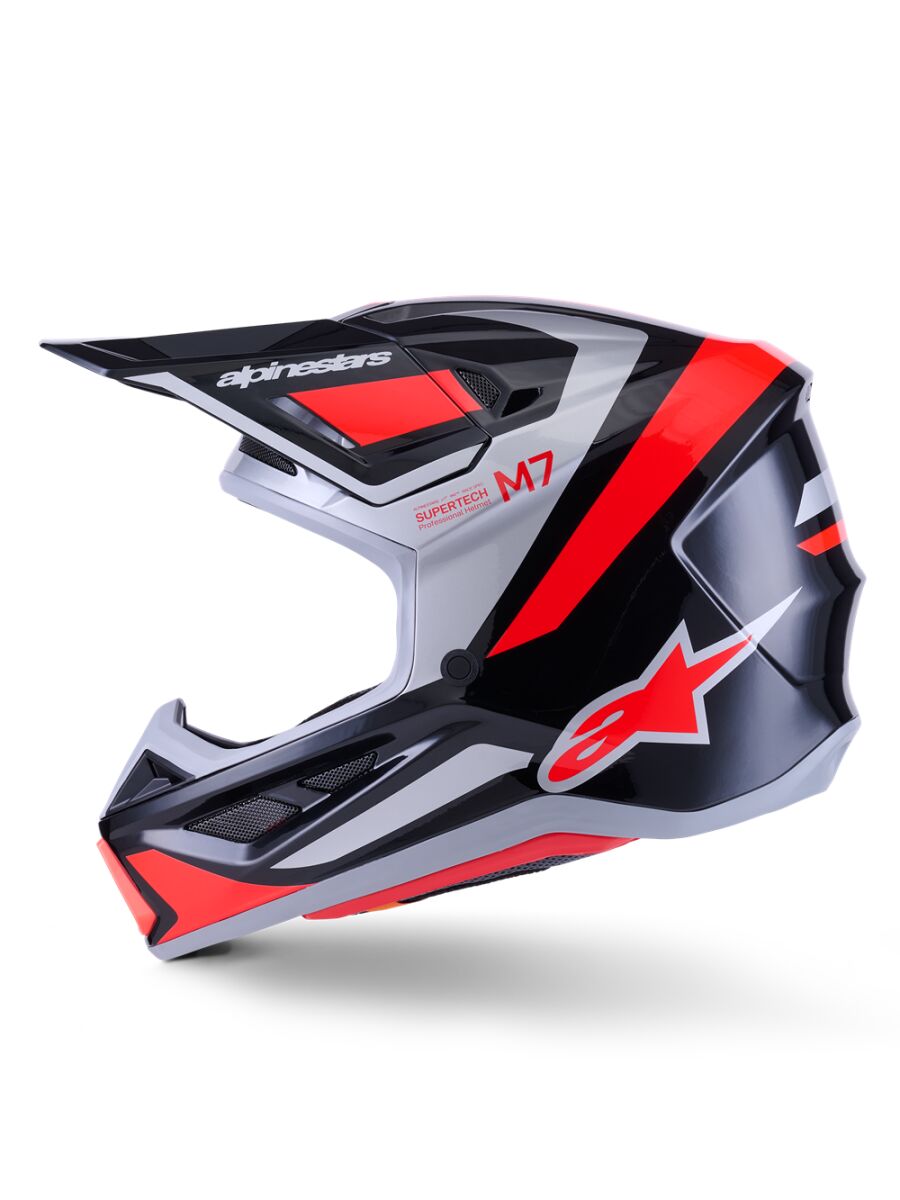 ALPINESTARS(MX) HELMET SM7 RISE BLK/RD/SILV S 8301526-1565-S