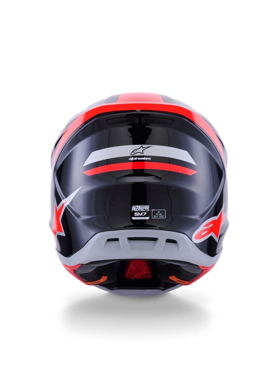 ALPINESTARS(MX) HELMET SM7 RISE BLK/RD/SILV L 8301526-1565-L