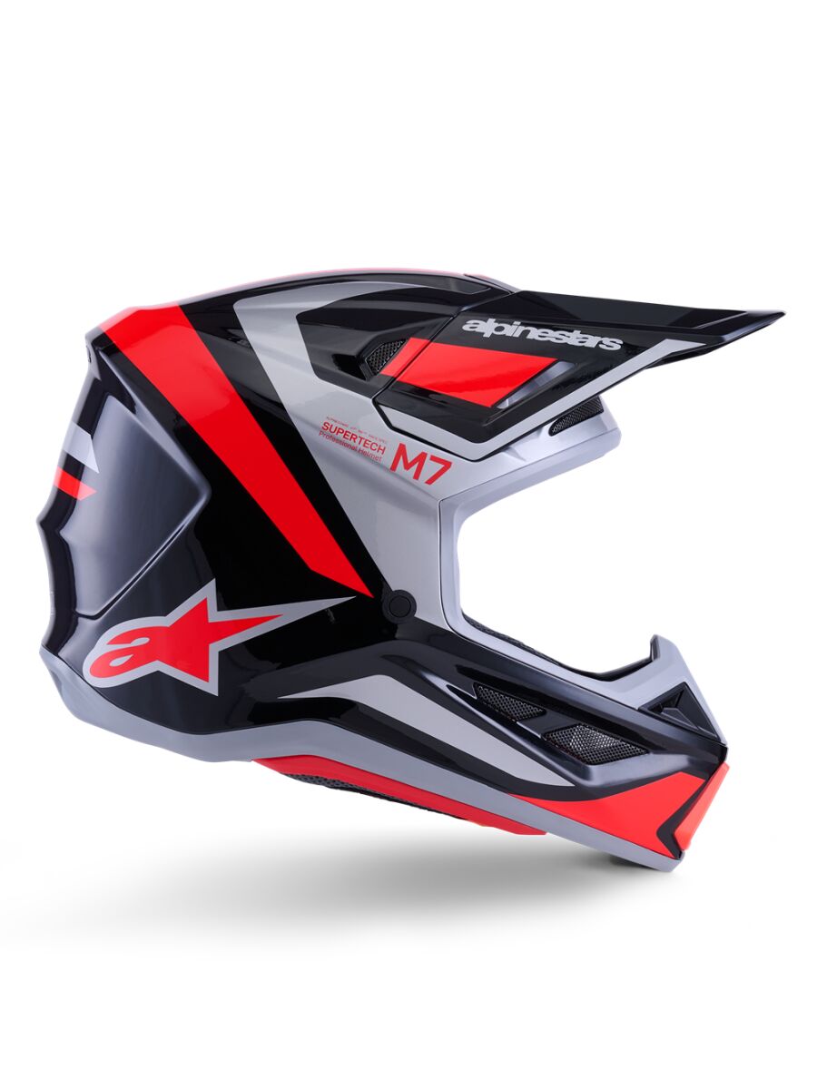 ALPINESTARS(MX) HELMET SM7 RISE BLK/RD/SILV 2X 8301526-1565-2X