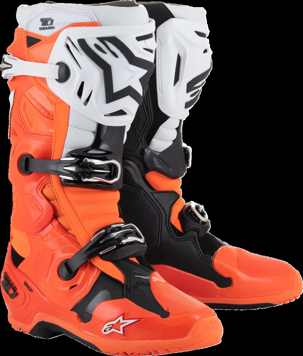ALPINESTARS(MX) BOOT TECH 10 ENDURO ORANGE FLUO/BLACK/WHITE 8 2010025-4512-8