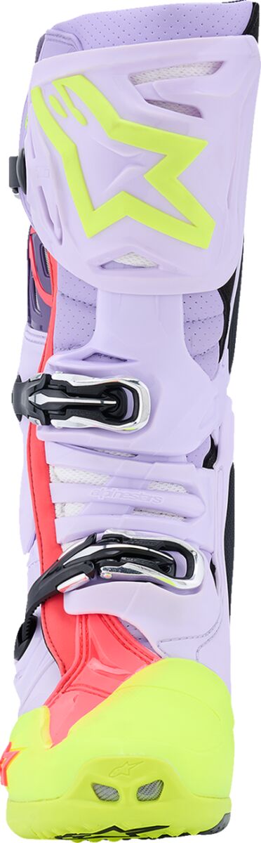 ALPINESTARS(MX) BOOT TECH 10 S-VENTED PRP/YL FL/DIVA PNK 9 2010520-3150-9