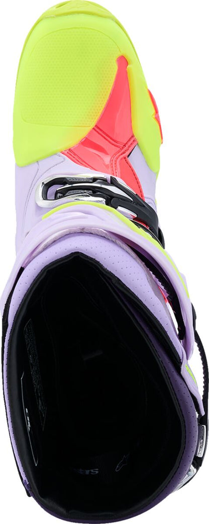 ALPINESTARS(MX) BOOT TECH 10 S-VENTED PRP/YL FL/DIVA PNK 10 2010520-3150-10