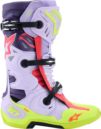 ALPINESTARS(MX) BOOT TECH 10 S-VENTED PRP/YL FL/DIVA PNK 13 2010520-3150-13