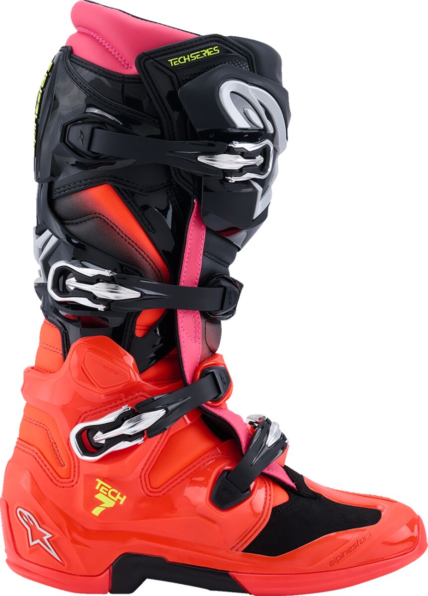 ALPINESTARS(MX) BOOT TECH 7 BLK/RD FLUO/PNK FLUO 8 2012025-1576-8