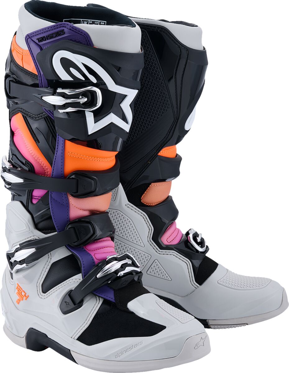 ALPINESTARS(MX) BOOT TECH 7 BLK/LT GY/ORG FL/MAG 10 2012025-1594-10
