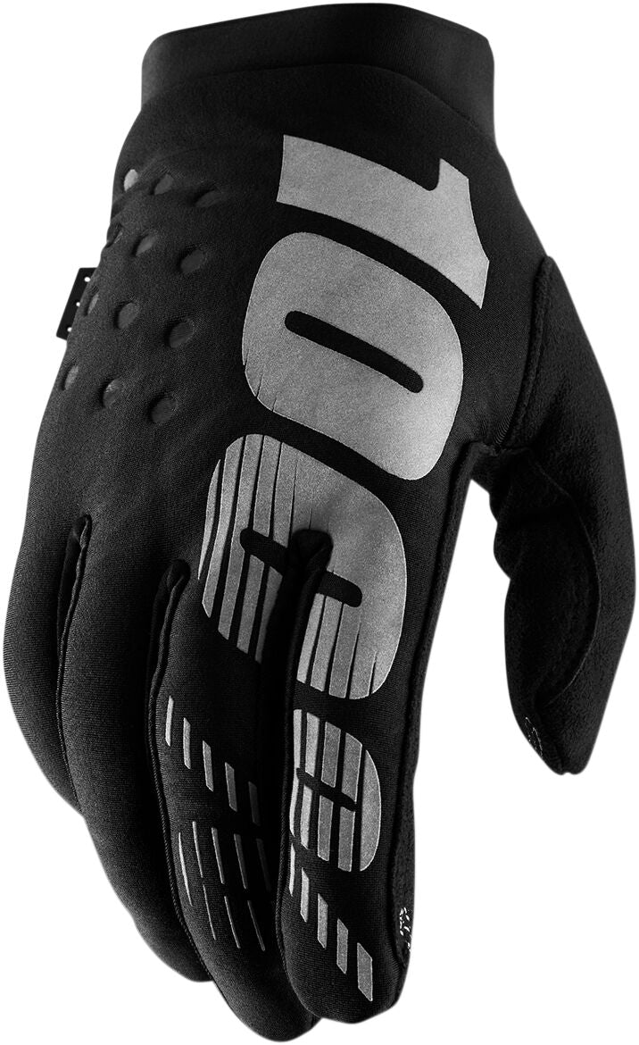 100% BRISKER COLD WEATHER GLOVES BLACK/GRAY MEDIUM 10003-00001
