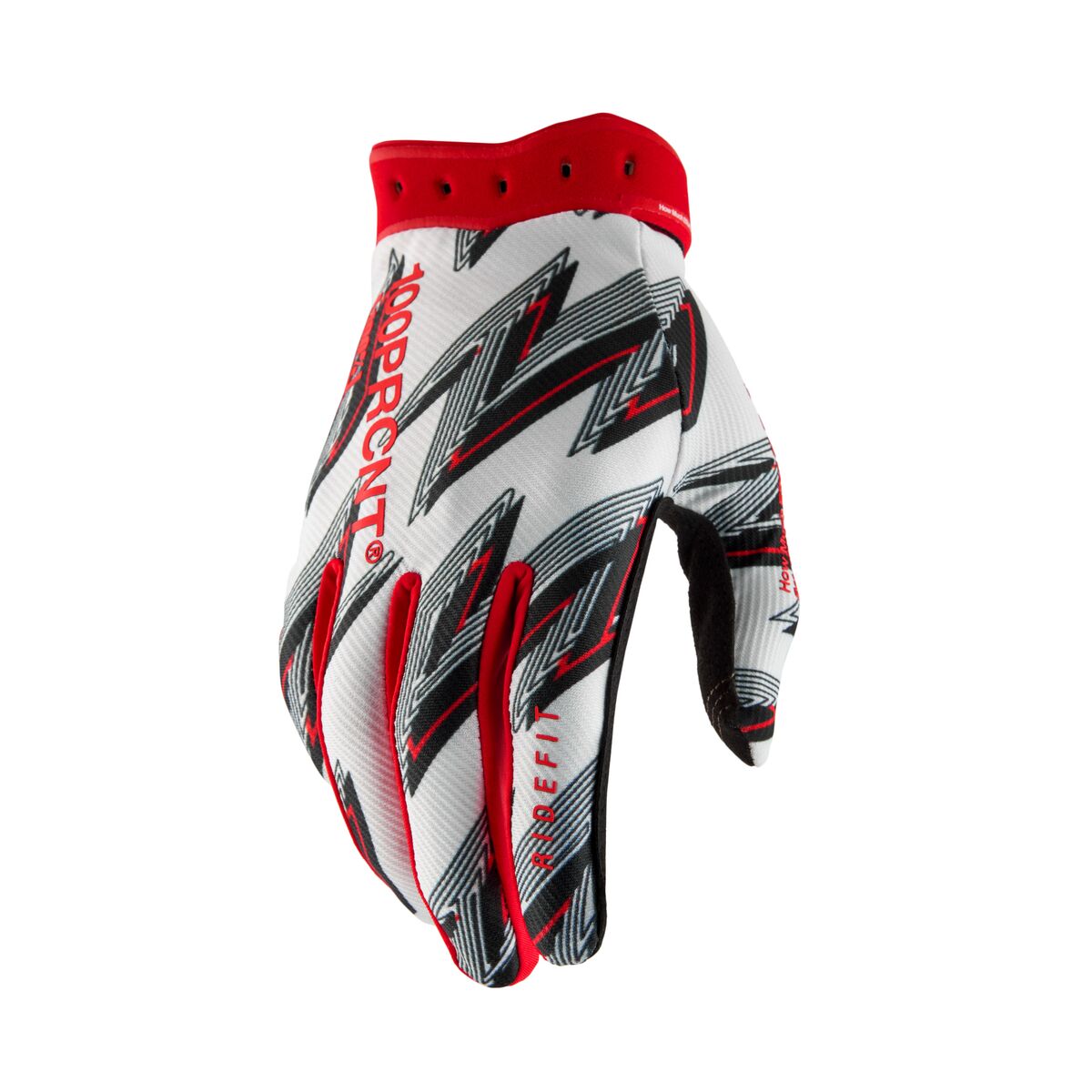 100% GLOVES RIDEFIT WHITE/RED - S 10046-00021
