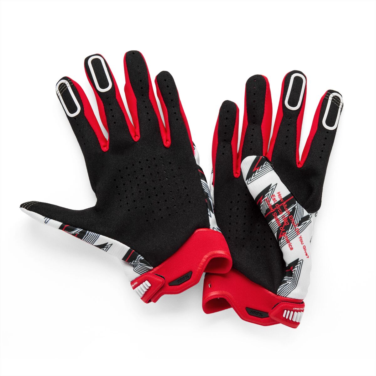 100% GLOVES RIDEFIT WHITE/RED - M 10046-00022