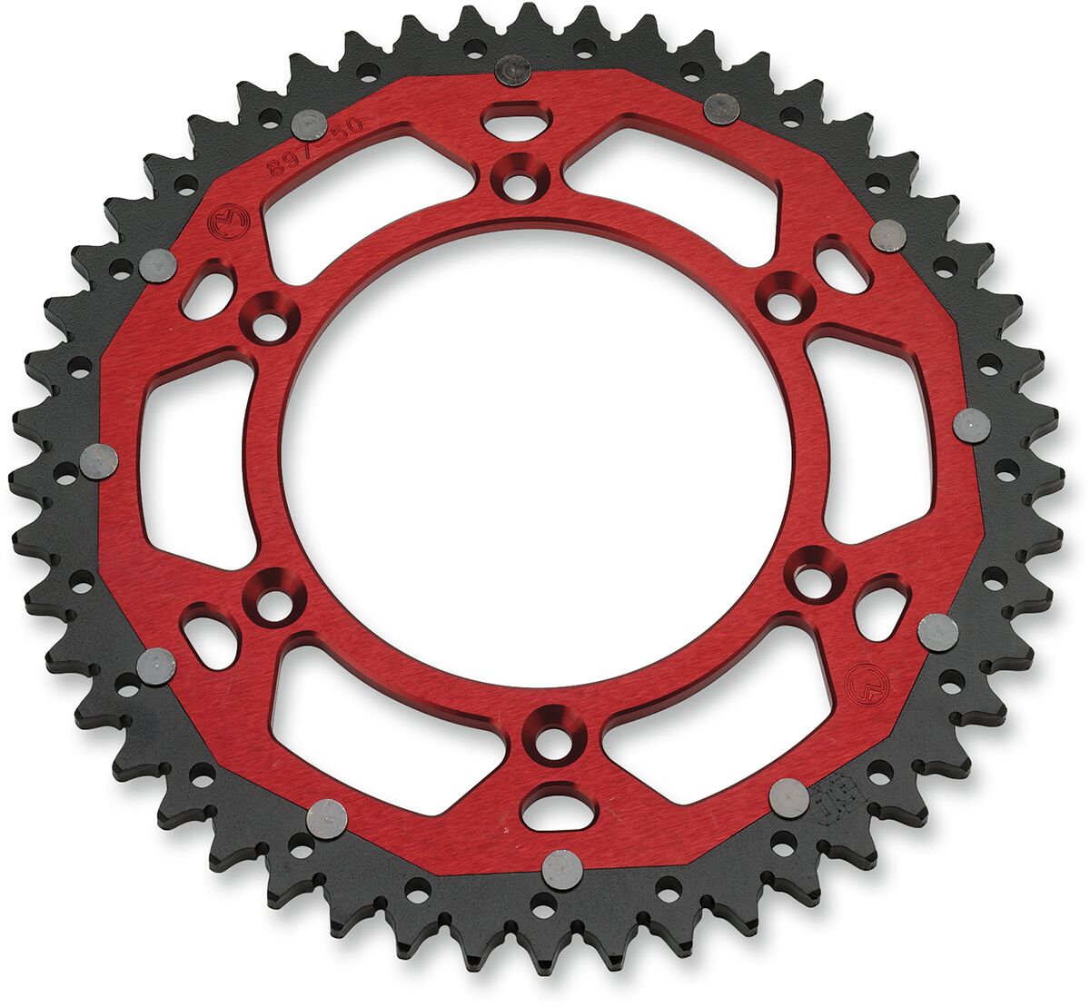 MOOSE REAR SPROCKET / 50 TEETH / 520 PITCH / RED/NATURAL / ALUMINIUM/STEEL 1210-210-50-13X