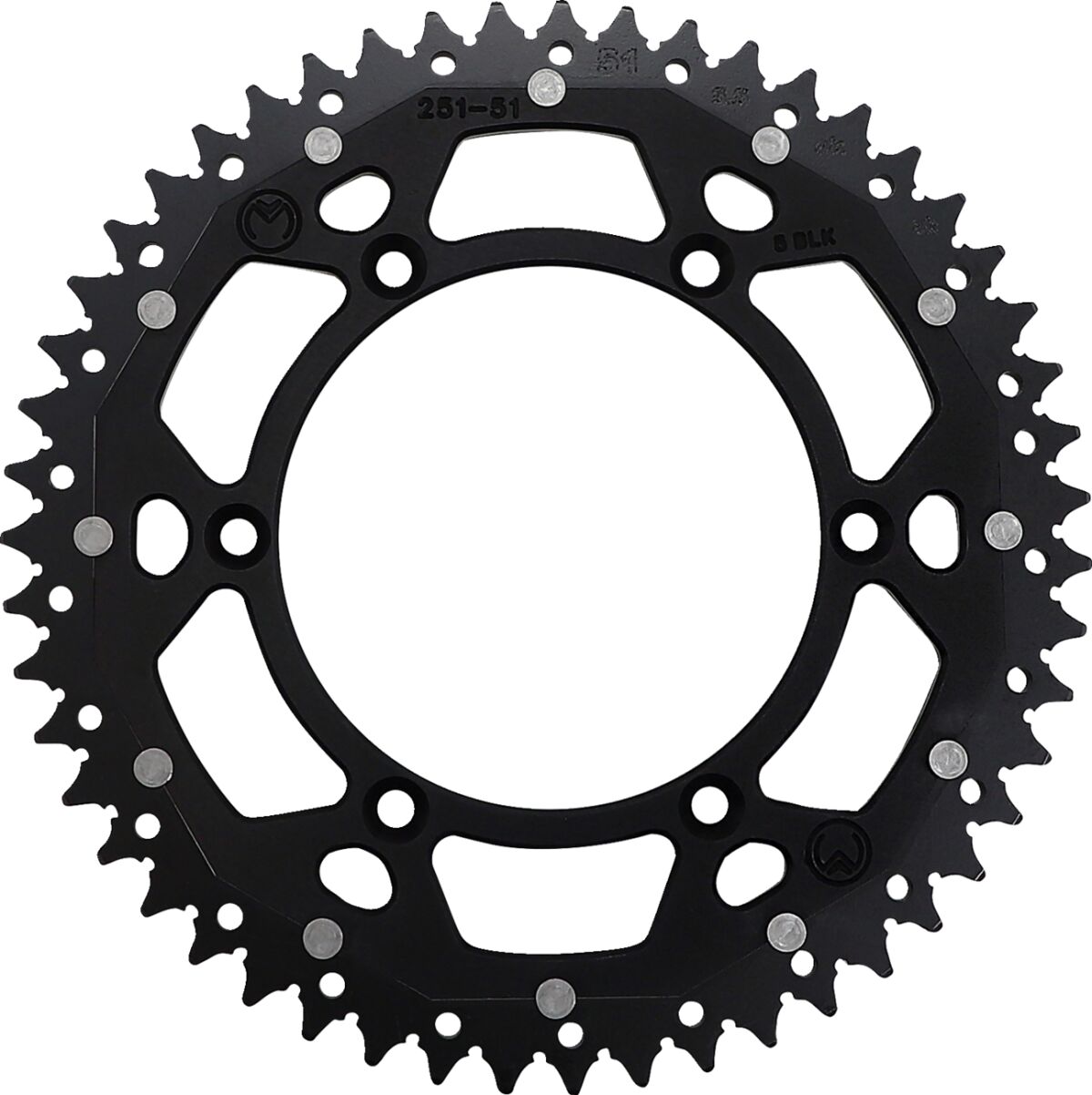 MOOSE REAR SPROCKET / 51 TEETH / 520 PITCH / BLACK/NATURAL / ALUMINIUM/STEEL 1210-251-51-10X