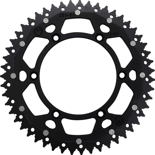 MOOSE REAR SPROCKET / 51 TEETH / 520 PITCH / BLACK/NATURAL / ALUMINIUM/STEEL 1210-251-51-10X