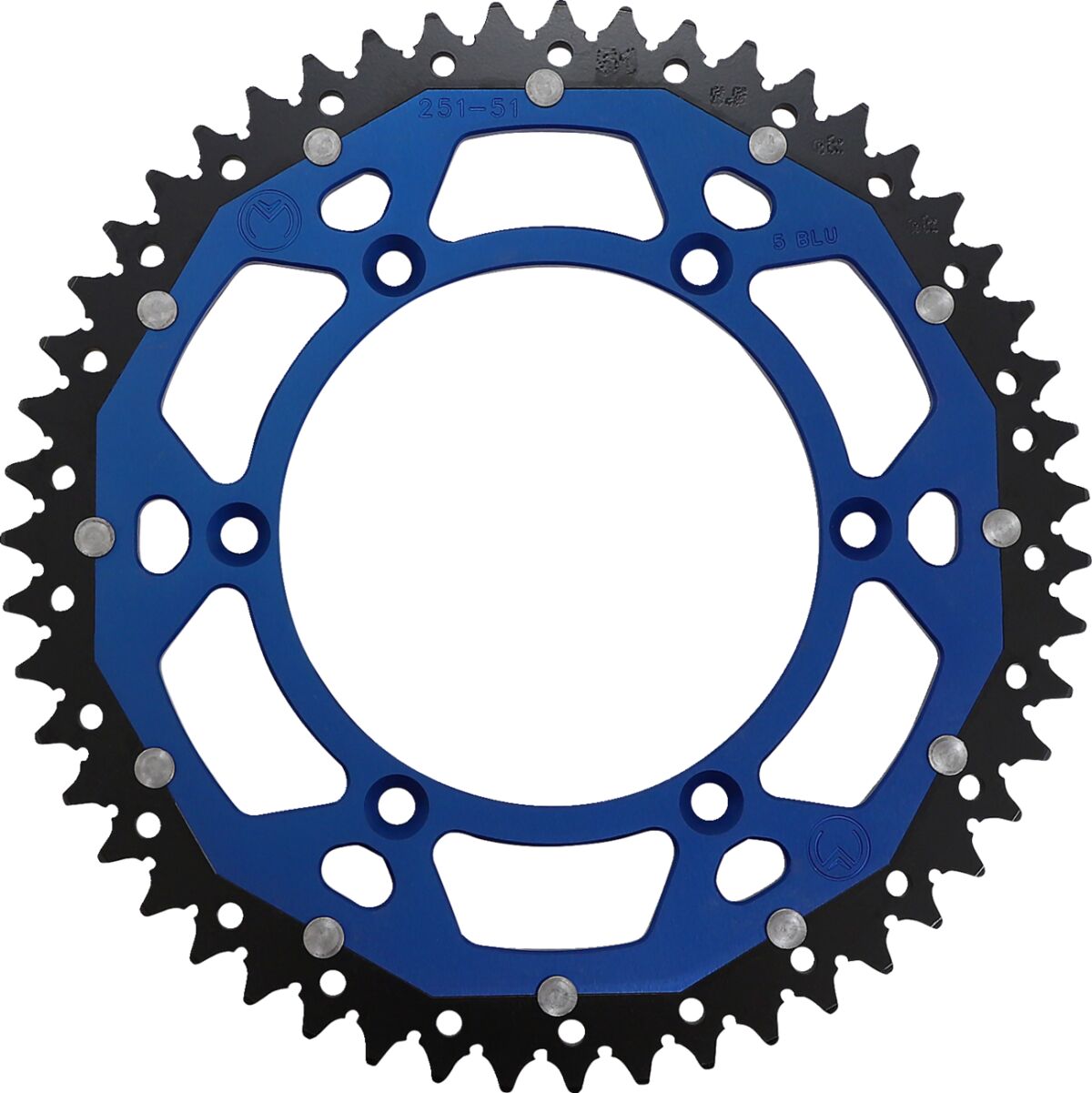 MOOSE REAR SPROCKET / 51 TEETH / 520 PITCH / BLUE/NATURAL / ALUMINIUM/STEEL 1210-251-51-12X