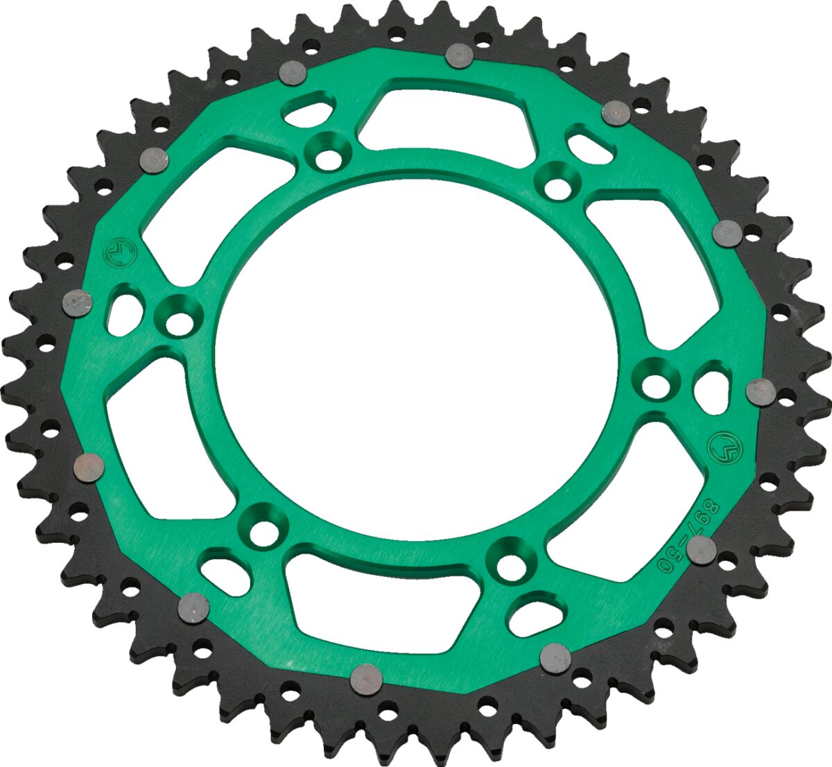 MOOSE REAR SPROCKET / 50 TEETH / 520 PITCH / GREEN/NATURAL / ALUMINIUM/STEEL 1210-460-50-15X