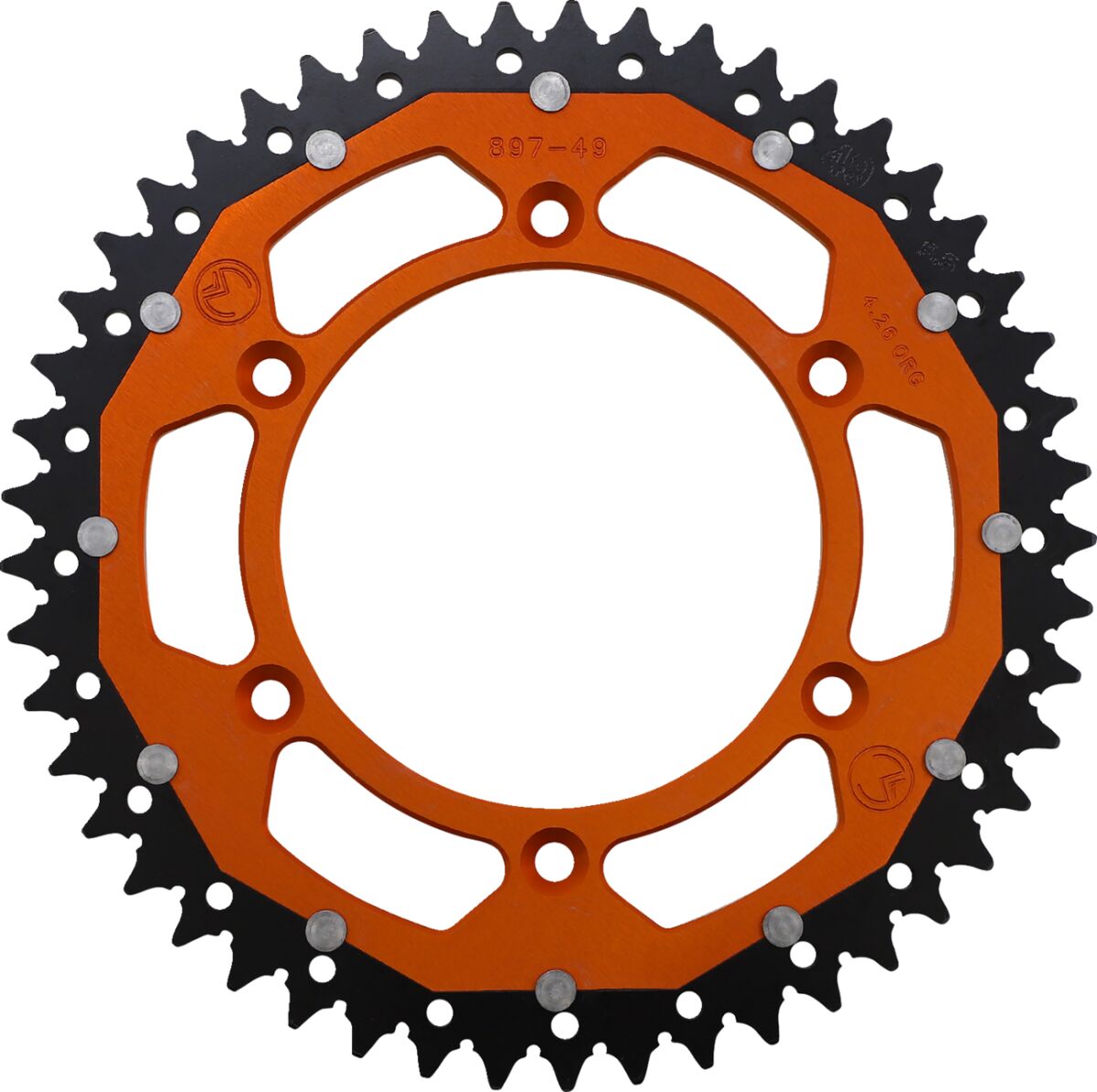 MOOSE REAR SPROCKET / 49 TEETH / 520 PITCH / ORANGE/NATURAL / ALUMINIUM/STEEL 1210-897-49-14X