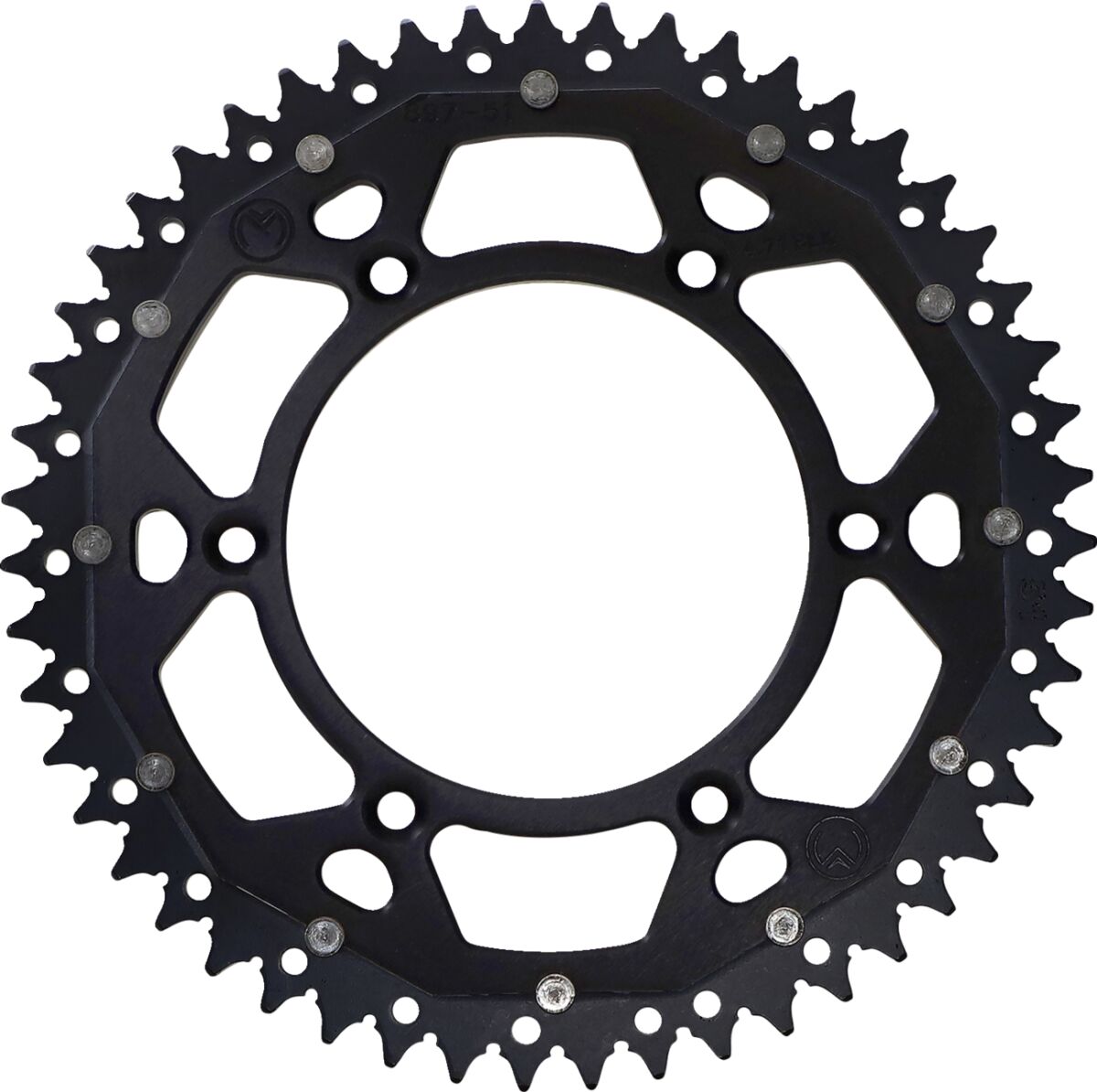 MOOSE REAR SPROCKET / 51 TEETH / 520 PITCH / BLACK/NATURAL / ALUMINIUM/STEEL 1210-897-51-10X