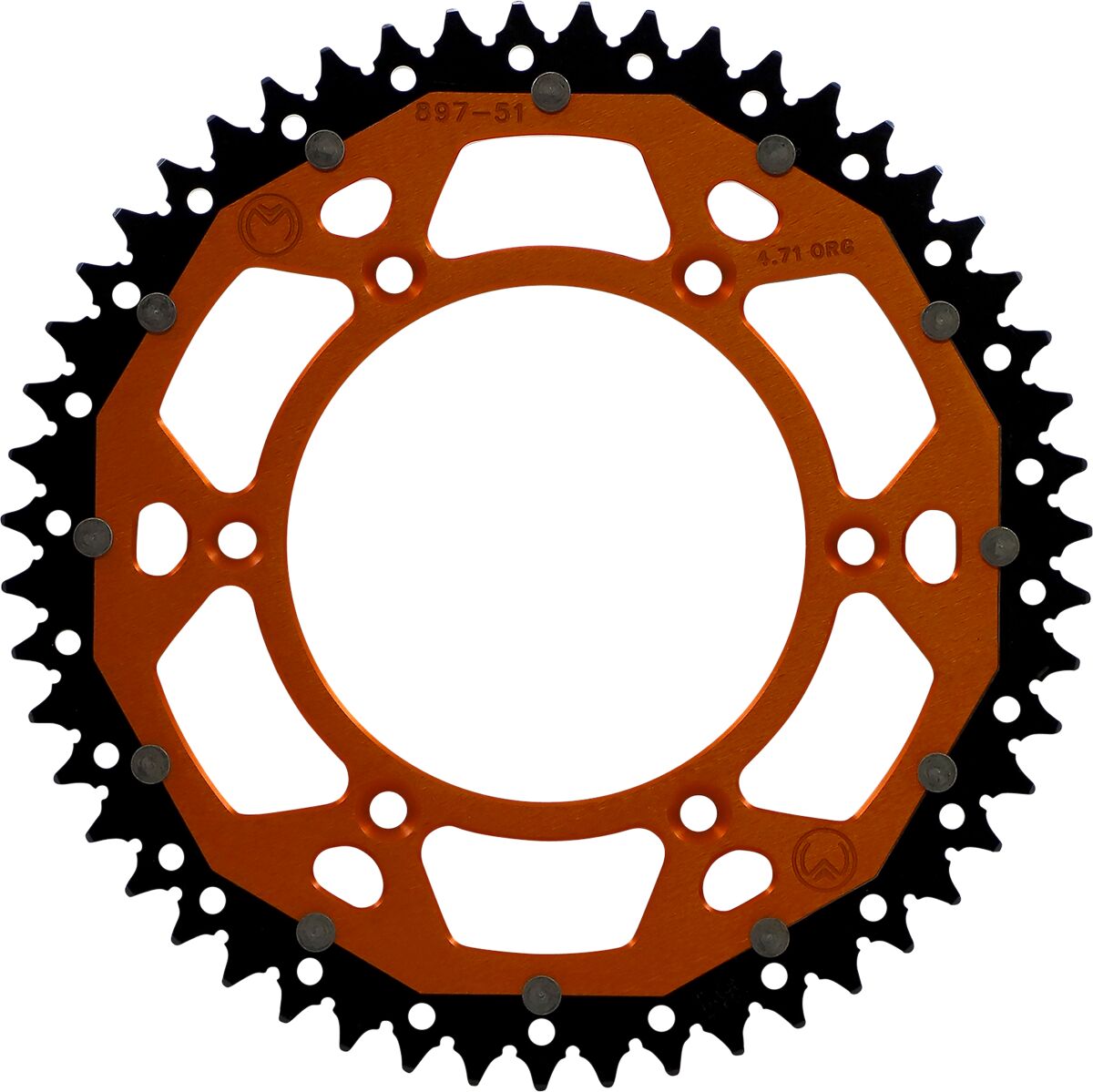 MOOSE REAR SPROCKET / 51 TEETH / 520 PITCH / ORANGE/NATURAL / ALUMINIUM/STEEL 1210-897-51-14X