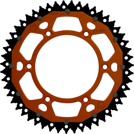 MOOSE REAR SPROCKET / 51 TEETH / 520 PITCH / ORANGE/NATURAL / ALUMINIUM/STEEL 1210-897-51-14X
