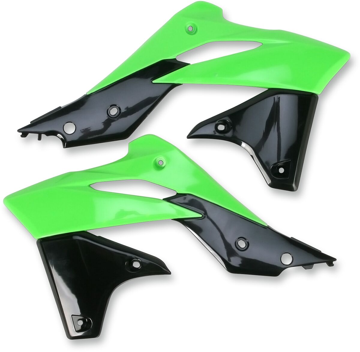 UFO RADIATOR COVERS KAWASAKI KXF250 OEM-COLOR (BLACK/GREEN) KA04725#999
