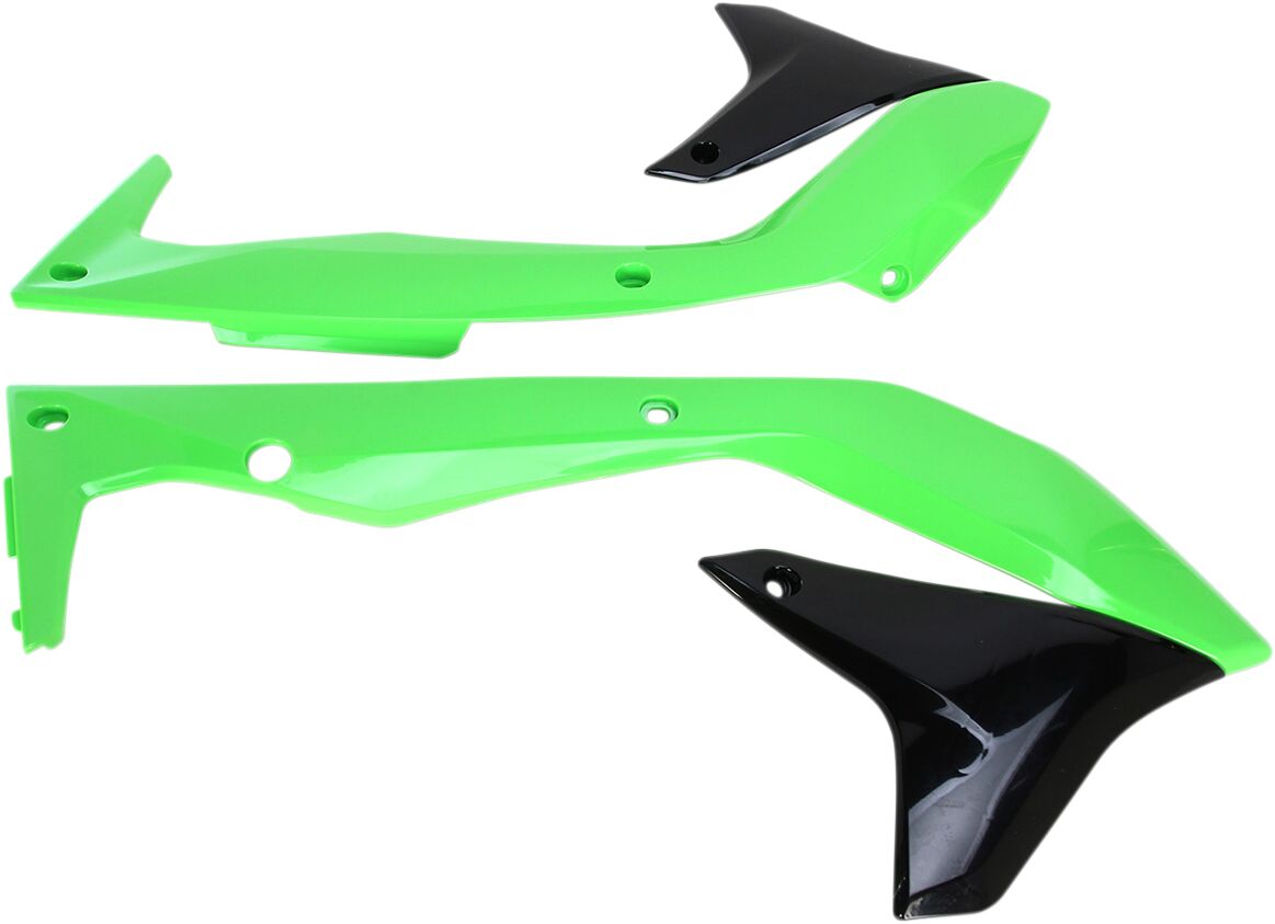 UFO RADIATOR COVERS KAWASAKI KXF450 OEM-COLOR (BLACK/GREEN) KA04736#999