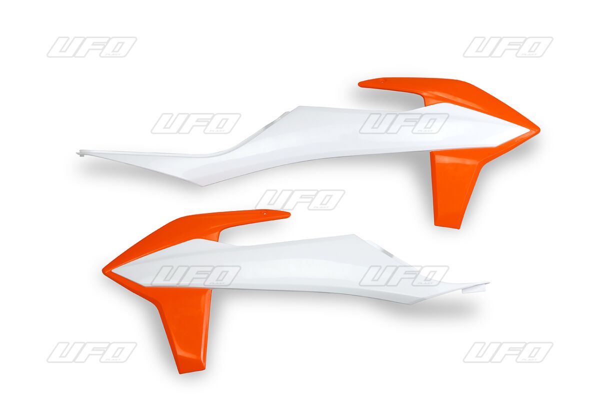UFO RADIATOR COVER SX/SXF 19- ORANGE/WHITE KT04092999W