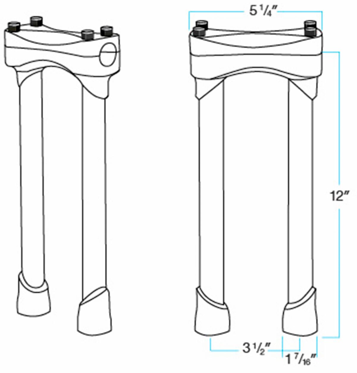 BILTWELL 30,5 CM MURDOCK STEEL RISER SATIN BLACK 6403-201-12