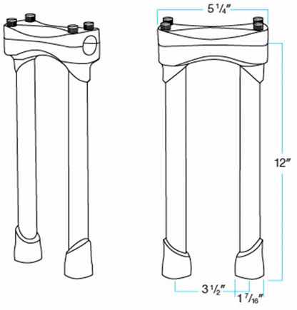 BILTWELL 30,5 CM MURDOCK STEEL RISER SATIN BLACK 6403-201-12