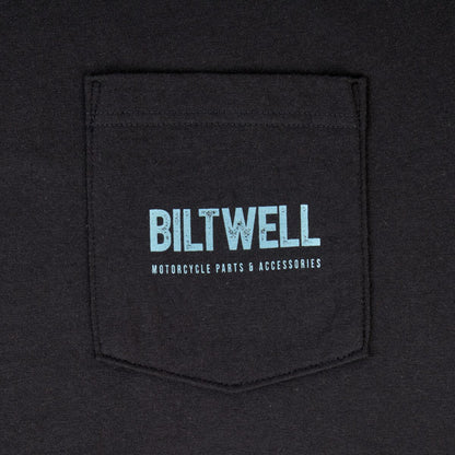 BILTWELL TEE OLD JUNK POCKET BK BK SM 8102-136-002