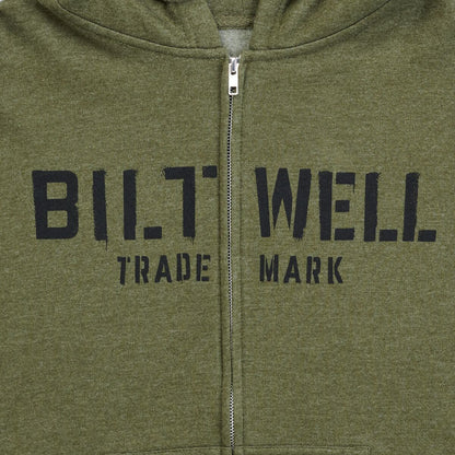 BILTWELL HOODIE STENCIL ZIP OLIVE SM 8123-139-002