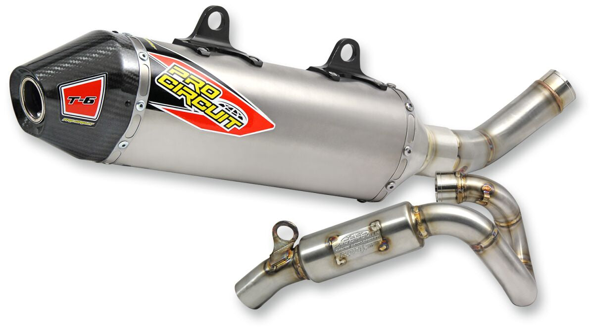 PRO CIRCUIT T-6 EURO EXHAUST SYSTEM STAINLESS STEEL WITH TITANIUM CANISTERS & CARBON END CAP 0151725H