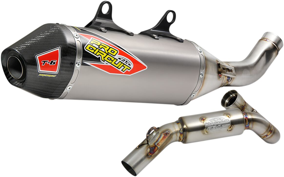 PRO CIRCUIT T-6 EURO EXHAUST SYSTEM STAINLESS STEEL WITH TITANIUM CANISTERS & CARBON END CAP 0151845H