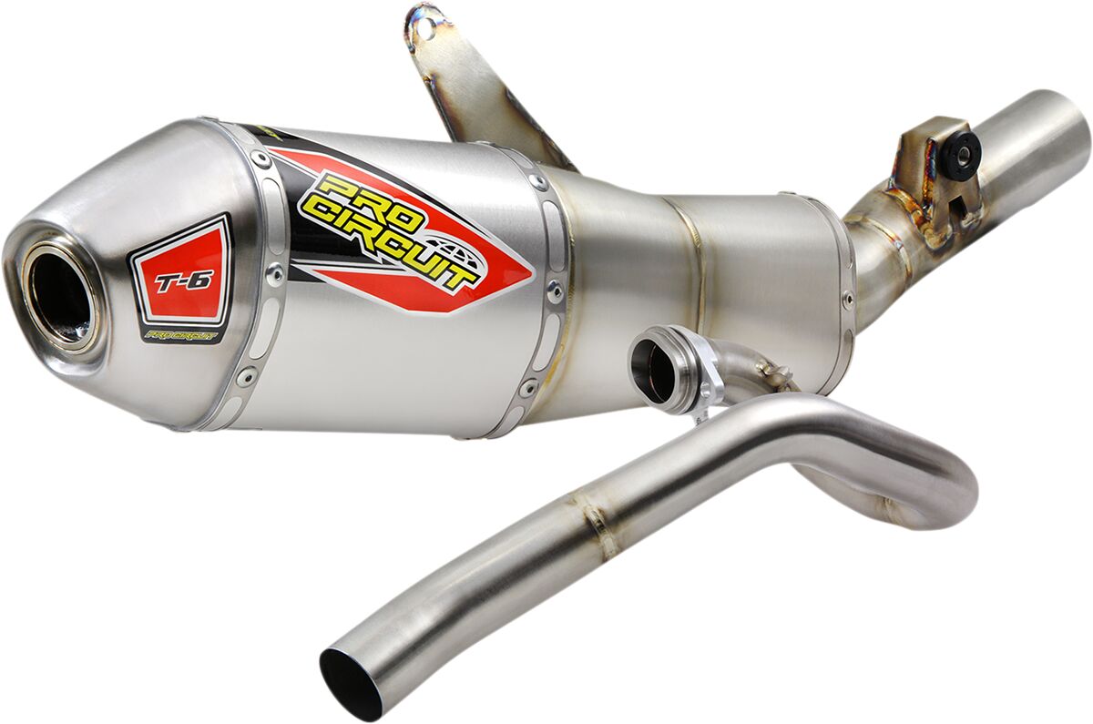 PRO CIRCUIT T-6 EXHAUST SYSTEM STAINLESS STEEL WITH ALUMINIUM CANISTERS & STAINLESS STEEL END CAP 0112145G
