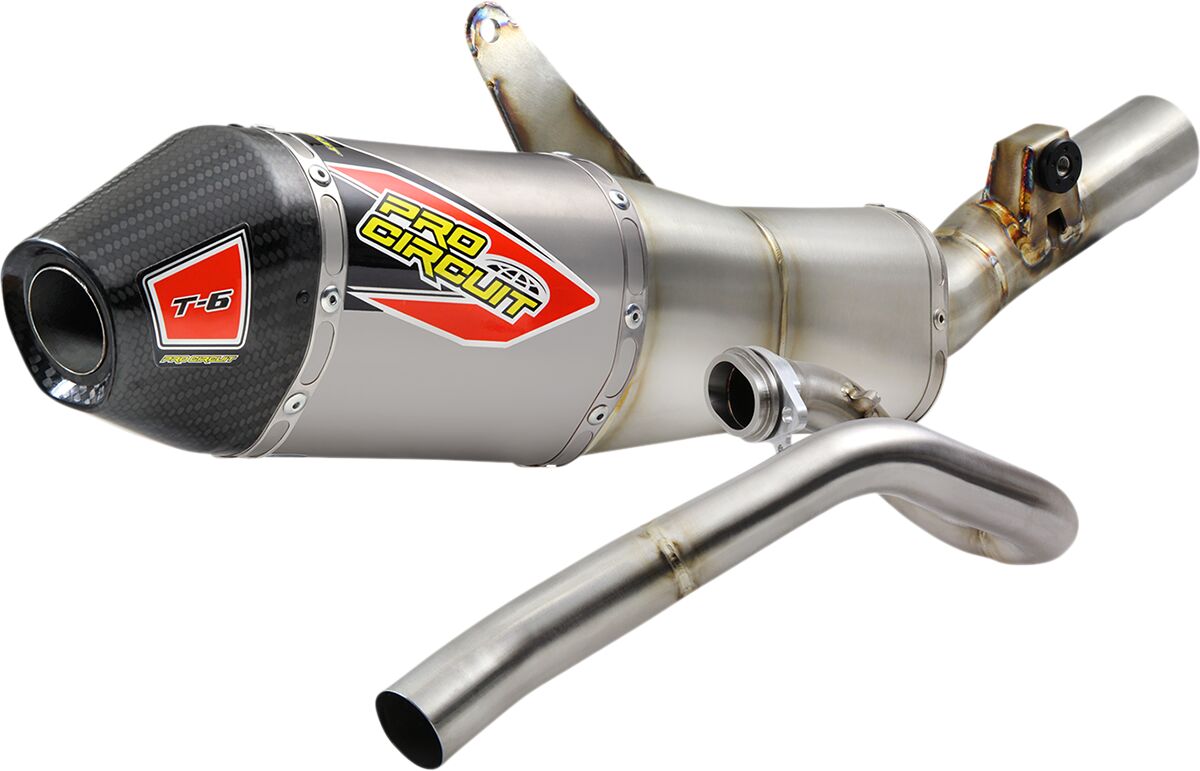 PRO CIRCUIT T-6 EURO EXHAUST SYSTEM STAINLESS STEEL WITH TITANIUM CANISTERS & CARBON END CAP 0112145H
