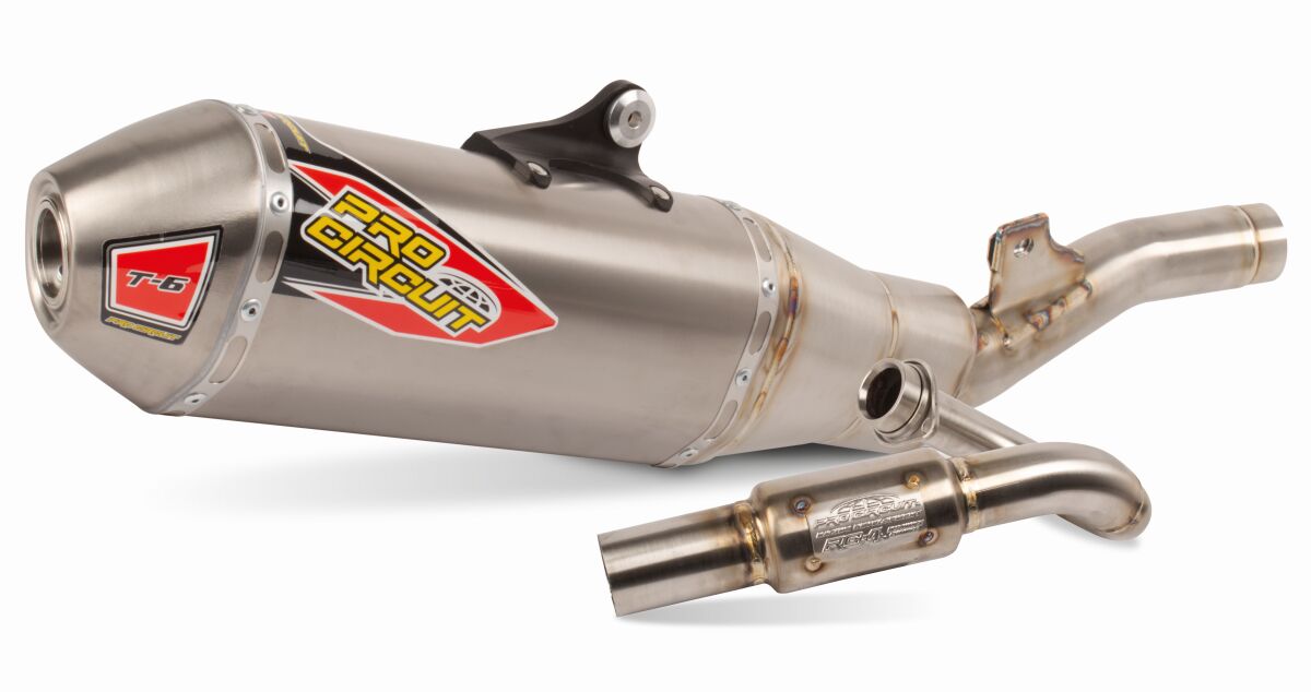 PRO CIRCUIT T-6 EURO EXHAUST SYSTEM STAINLESS STEEL WITH TITANIUM CANISTERS & TITANIUM END CAP 0122525H